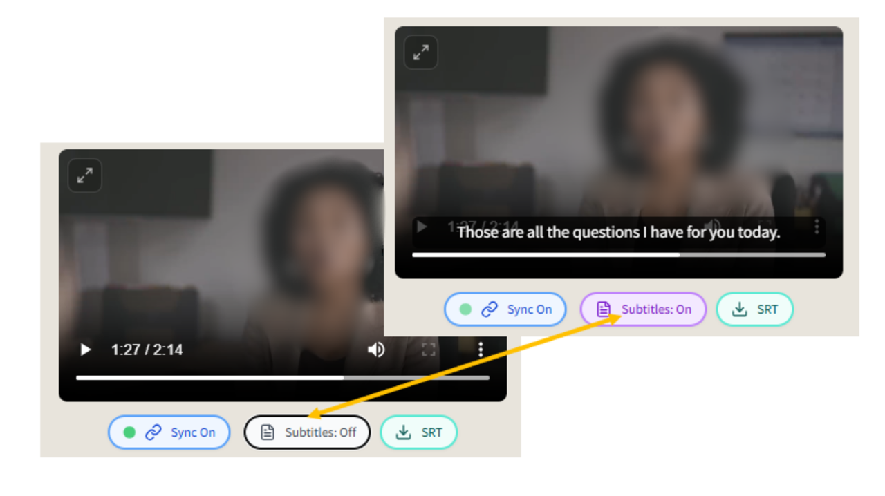 Caption toggle control in Tamleli Pro player